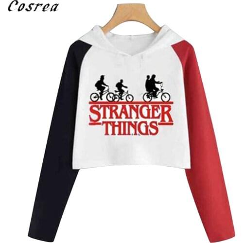 Stranger Things Cosplay Hoodies Sweatshirts Clothes Eleven Fashion 3D Harajuku Pullover Cropped Hoodie for Womens and Girls