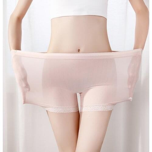 Seamless Underwear Shorts Women Soft Safety Short Pants Female Sexy Lace Boxers Women Boyshort Panties Ice silk 3-point pants