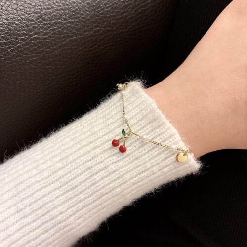 Pearls Temperament Best Friend Gift Bangel Bracelet Cute Fruit Cherry Cheap Bracelet