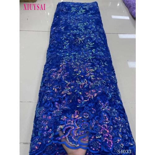 Gold Sequence Pearls African Handmade Beaded Lace 2021 High Quality Embroidery French Nigerian Lace Fabrics For Sewing