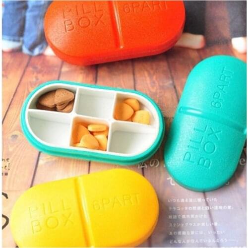 1PC Cute Mini Pill Box Travel Medicine Pill Cases Plastic Container Drug Tablet Storage Organizer Health Care Tool 6 Grids