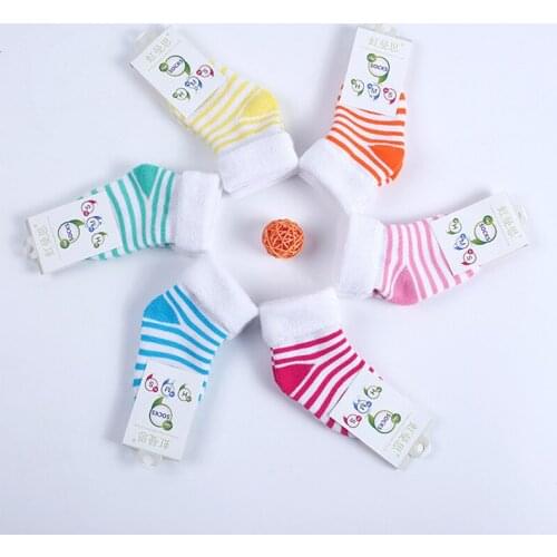 12 pieces = 6 pairs autumn winter Cotton thermal flanging fashion cute baby socks 0-2 year baby boys with baby girls sock