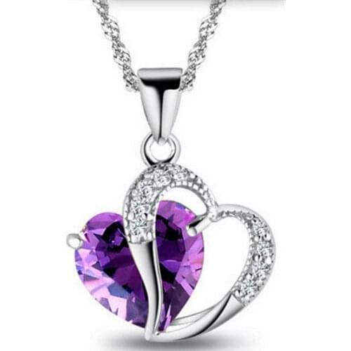 2019 Sell like hot cakes 6 colors Top Class lady fashion heart pendant necklace crystal jewelry new girls