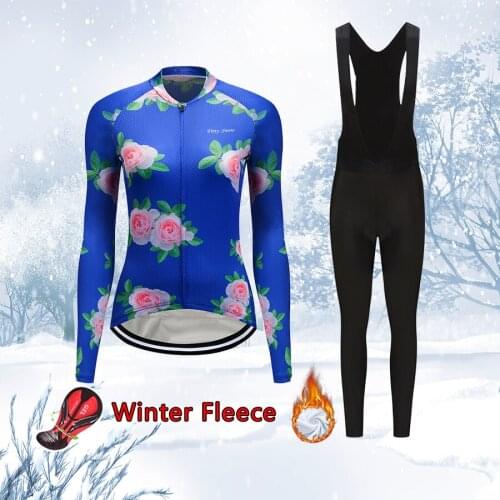2021 Warm Winter Thermal Fleece Road Bike Jersey Set Women Cycling Clothing MTB Suit Female Bicycle Clothes Outfit Uniform Kit