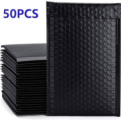 50pcs Foam Envelope Bags Self Seal Mailers Padded Shipping Envelopes Storage With Bubble Mailing Bag Shipping Packages Bag Black