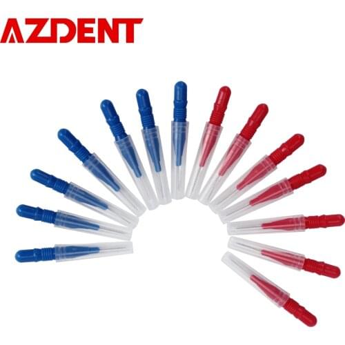 AZDENT 500pcs Interdental Brush Dental Push-Pull Oral Toothpick Gum Interdental Tooth Brush Orthodontic Wire Brush Red/Blue