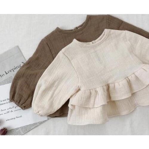 Brand Boys Blouse New 2020 Spring Autumn Japan & korean Style Toddler Baby Girl Boys Blouse Ruffles Sweet Children Linen Clothes