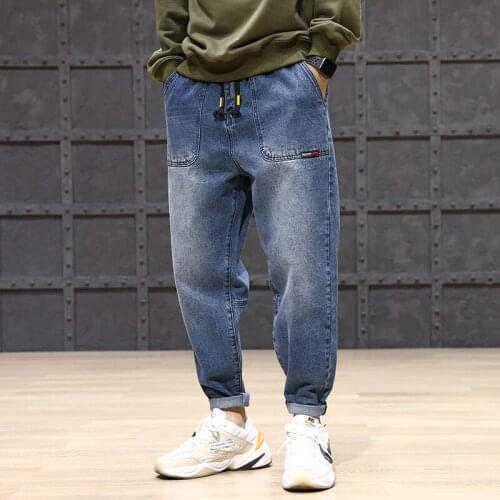 Fashion Streetwear 2021 New Loose Fit Spliced Designer Denim Cargo Pants Homme Japanese Vintage Hip Hop Jeans Men Harem Pants