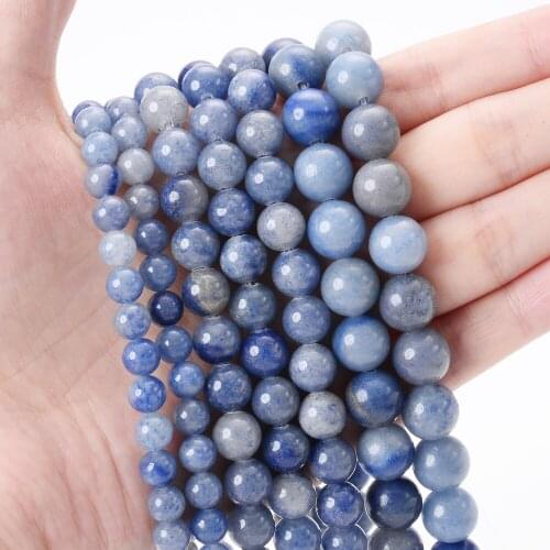 Natural Stone Bead Blue Aventurine Round Loose Spacer Bead for Jewelry Making DIY Charm Bracelet Accessories 4/6/8/10/12mm