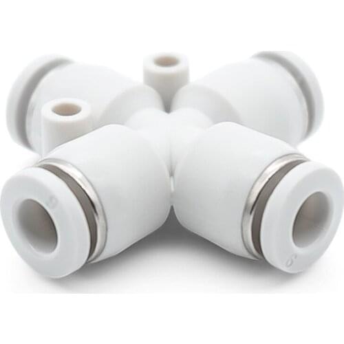 PZA cross type four-way quick connector quick plug-in air distributor pneumatic fittings 4-12mm white boutique series connector