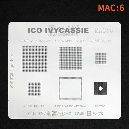For MacBook A2159-T2 A1989 A1990 CPU RAM BGA Stencil 338S00267 338S00466-A0 IC Chip Solder Ball Reball Pin Tin Plant Net MAC6 T2