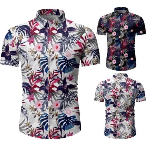 Mens brands new summer Hawaiian beach short sleeve holiday print shirt in European and American sizes shirts men dress