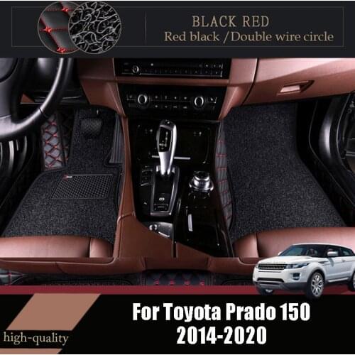 For Toyota Prado 150 2020 2019 2018 2017 2016 2015 2014 Auto Luxury Double Layer Wire Loop Car Floor Mats Carpets Leather Custom