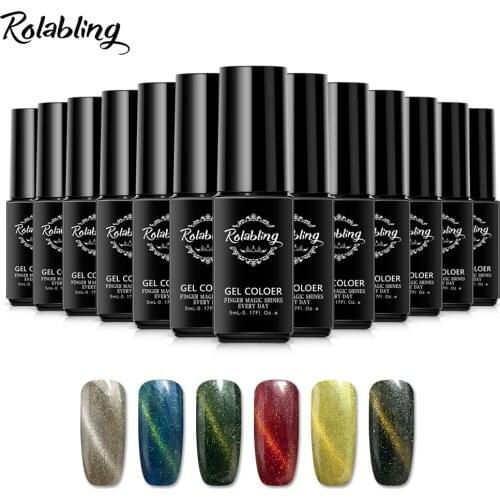 Rolabling 5ml Laser Cat Eye Nail Gel Polish Nail Art Manicure UV Gel Lacquer Glue Color Gel Nail Polish Soak Off Varnish