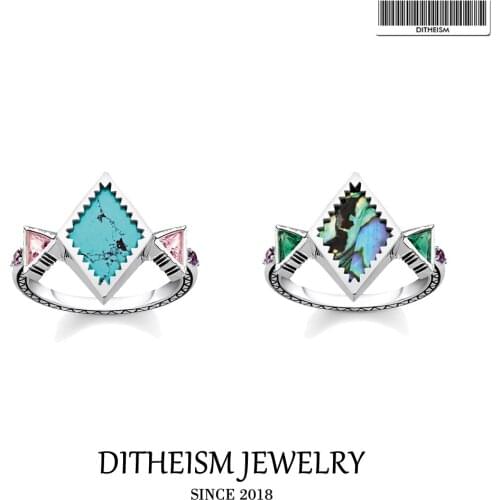 Ring Zig Zag Mother Of Pearl Abalone Geometric Turquoise 2021 New Fine Jewerly For Women Bohemia Gift In 925 Sterling Silver