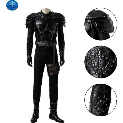 Geralt Cosplay Costume Adult Men Witcher Leather Armor Full Set Halloween Carnival Costume Custom Made Faux Leather