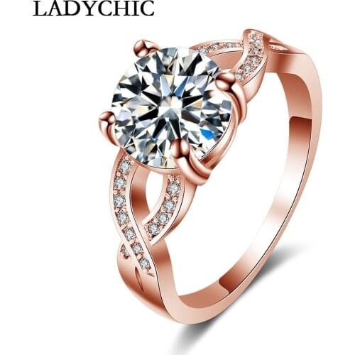 LADYCHIC Classic Design Infinite Rings Paved 2 Carat Circle Cubic Zirconia High Quality Fashion Crystal Ring for Women LR1032