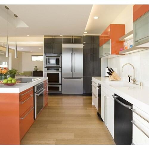 2019 hot sales modern kitchen cabinets white color modern high gloss lacquer kitchen furnitures pantry L9003