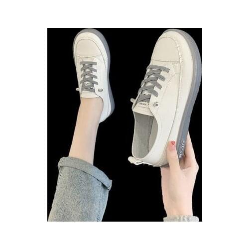 LLOGAI Flat Bottom White Shoes Women 2021 New Spring All-match Soft Bottom Comfortable Large Size Flat Bottom Shoes Women Shoes