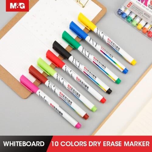 M&G 12 Colors/set Colored Whiteboard Markers, Dry Erase Color Markers, 1.0mm, office, school,stationery,drawing,art supply