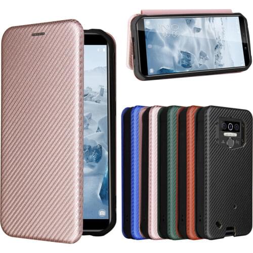 Carbon Fiber Flip Magnet Leather Case For Oukitel WP5 C21 Pro C19 Card Holder Phone Cover For Oukitel C18 C17 Pro Cases Fundas