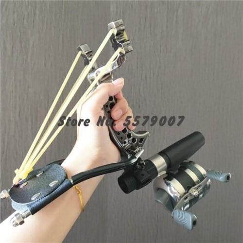 Powerful Slingshot Fishing Hunting Set Pro Fish Shooting Arrow Catapult with Fishing Reel Flashlight Fishing Hunting Accurate