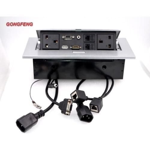 Hot Sale New K514 Multimedia Desktop UK Standard power Jack HI Free Connection box office conference Table Socket Wholesale