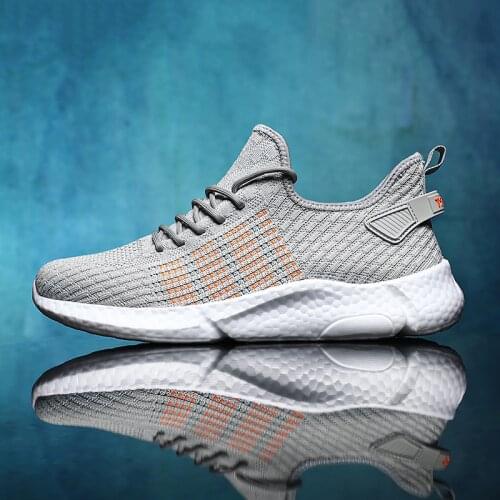 Mens sneaker shoes light casual outdoor sports breathable summer mesh white running elastic fashion walking gray jogging shoes