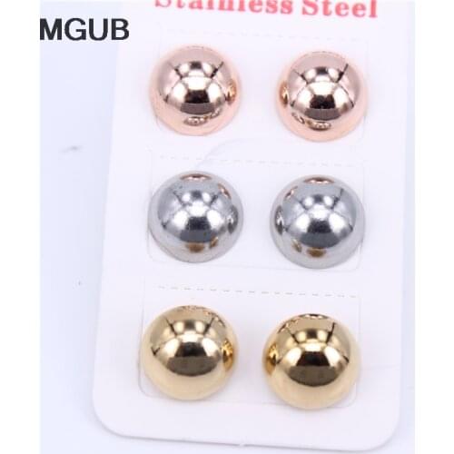 MGUB 10mm three-color earrings three pairs of a set of sale of stainless steel popular earrings popular men and women wear LH282