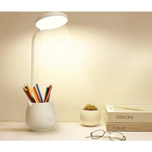 Desk Lamps For Home Office,Desk Light With Pen Holder Phone Holder,3 Color Light Modes,Eye-Caring Reading Night Light