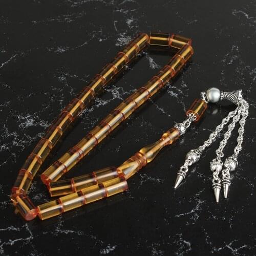 Natural Amber Special Craftmanship 925 Silver Tassel 33 Beads For Prayer Tasbih Rosary Men Women Meditation Jewelry From Turkey