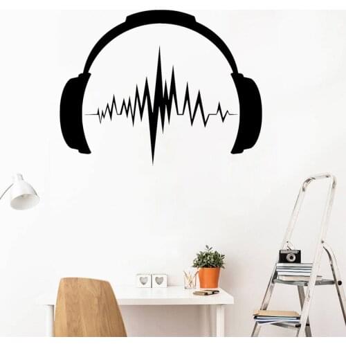 Headphones Wall Sticker Kids Bedroom Decal Music Musical Stickers Teens Room Wall Decoration Sounds Beat Art Mural Creative