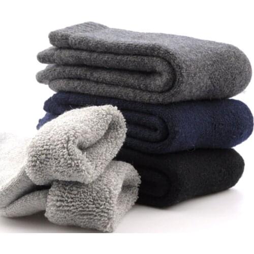 3 Pairs Men Socks Winter Durable Canada 30 Degrees Below Zero Resist Cold Wool Socks Men Thicken Pile Casual Fashion Calcetines