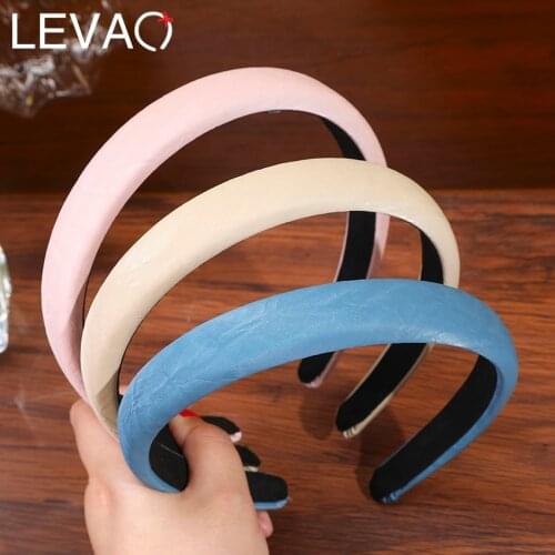 Levao PU Leather Headband Women Bezel Thick Hairband For Ladies Hair Hoop Hairbands Autumn Winter Accessories For Women