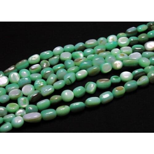 Wholesale Gravel Shape 5-8 mm Natural Shell Dye Light Green Beads For Jewelry Making Stone DIY Bracelet Necklace Strand 15