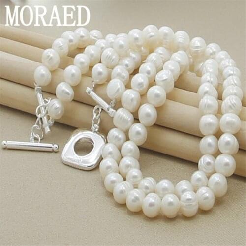 High Quality 925 Sterling Silver Double Layer Natural Freshwater Pearl Necklace For Women New Fashion Chokers Necklaces