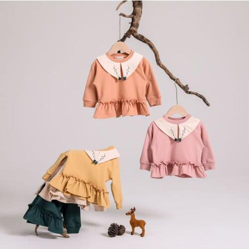 Baby Girl Sweater Dress 2019 Autumn New Kids Dresses for Girls Toddler Cute Cartoon Fox Casual Dress Girls Ruffle A-line Dresses