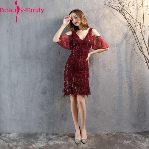 Sexy V Neck Zipper Back A Line Prom Dress Fashion Simple Short Sleeve Tassel Sequined Ball Gown Vestidos De Fiesta 2020