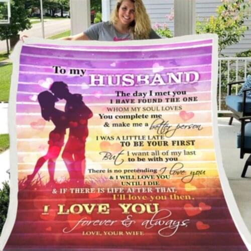 A Gift to My Husband Son Daughter Letter Blanket 3d Print Warm Blanket On Bed Home Textiles Dreamlike Christmas Gift Letters