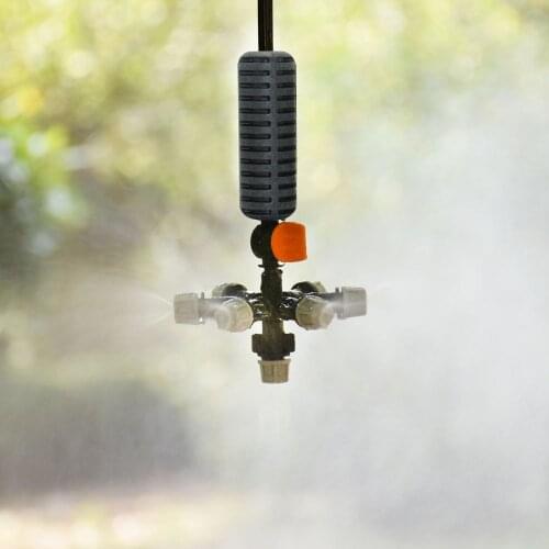 Hanging Misting Nozzle With Valve Cross Atomization Nozzle Fog Water Sprinklers Greenhouse Garden Patio Atomizing Humidify 1set