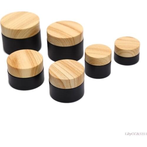 5-50g Glass Empty Jars Mini Pots Matte Black Cosmetic Face Cream Lip Balm Containers