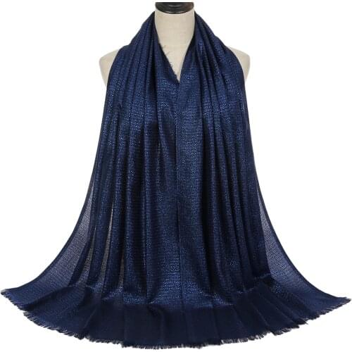 Luxury Glitter Cotton Hijab Scarf Women Shimmer Plain Scarves Muslim Fashion Shawls Islamic Foulard Bandana Musulman 180*70CM