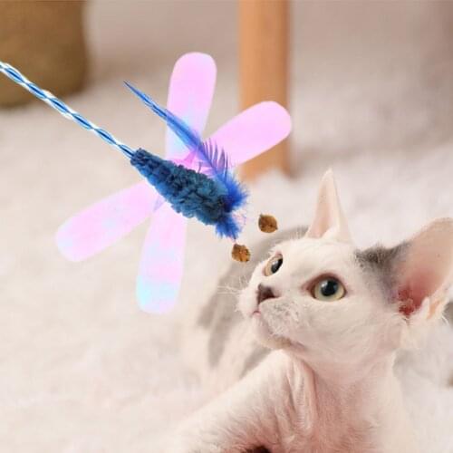 Funny Pet Cat Teaser Toys Feather Stick Butterfly Catcher Teaser Wand Cat Interactive Toys Training Cat Supplies Accessories