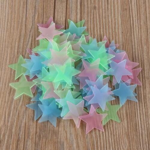 100PCS/Bag 3D Stars Glowing Wall Stickers Luminous Fluorescent Wall Stickers For Kids Baby Room Bedroom Wall Decals Papers