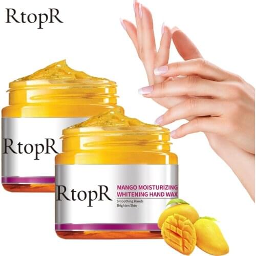 2PCS RtopR Mango Moisturizing Hand Mask Wax Whitening Skin Care Exfoliating Calluses Anti-Aging Treatment Rough Hands Care Mask