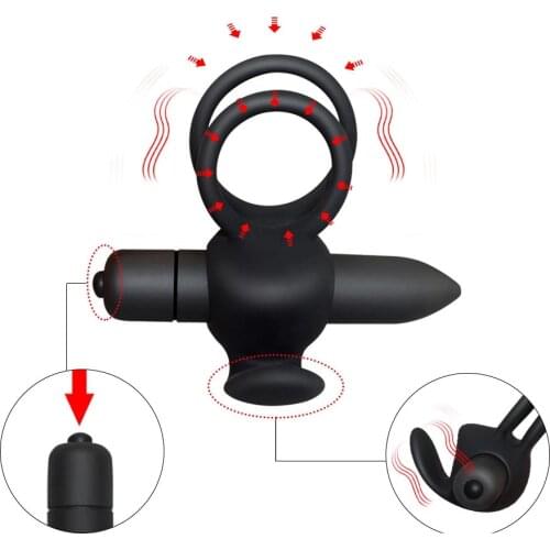 EXVOID Penis Vibrating Ring Silicone Delay Ejaculation Bullet Vibrator Cock Scrotum Bind Sex Toys for Men Clitoris Massager