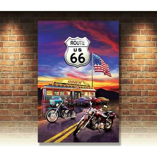 Diner Vintage Tin Signs Route 66 Retro Metal Art Wall Poster Pub Bar Decor