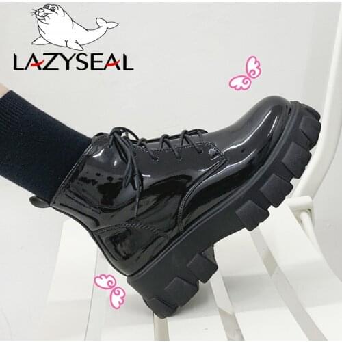 LazySea Winter Platform Women Boots 2019 Lace-up Round Toe Waterproof Booties Non-slip Short Boots Fashion Woman Combat Boots