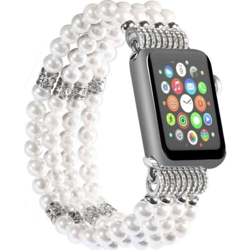 Woman Handmade Pearl beads Jewelry Chain Bracelet For Apple Watch Series 1 2 3 4 5 6 SE Strap 38mm 40mm 42mm 44mm iWatch Band