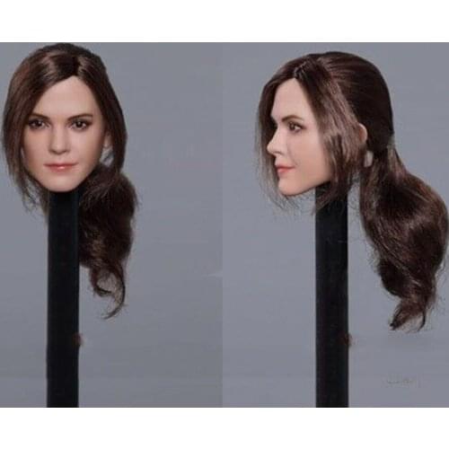 1/6 Adult Emma Watson Female Head Sculpt Long Hair Ponytail Head Model Fit For 12 inches Woman Action Figure Body